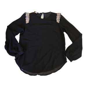 English Rose Small Sheer Black Long Sleeve Shirt